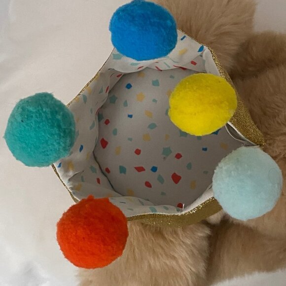 Pet Dog Cat Gold Crown with Pom Poms Party Hat - Picture 3 of 9